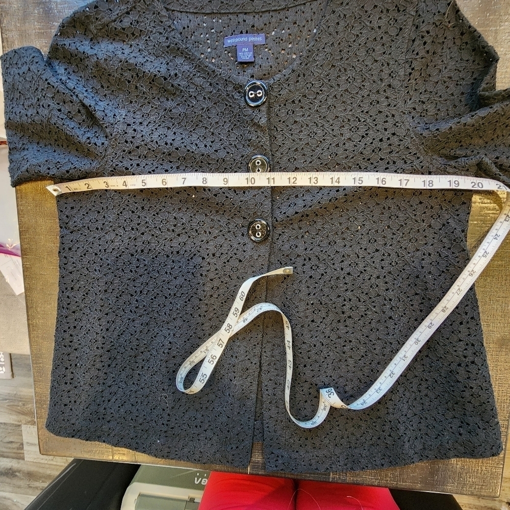 WESTBOUND BLACK Eyelet Button-Up CARDIGAN - Picture 6 of 9